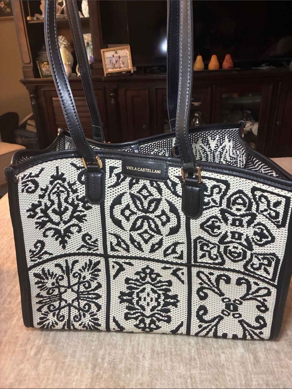 Viola Castellani Black & White Patterned Tote